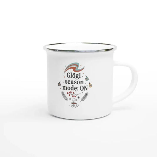 Glögi Season Mode: ON - Finnish Christmas Enamel Mug - Rather Be In Finland