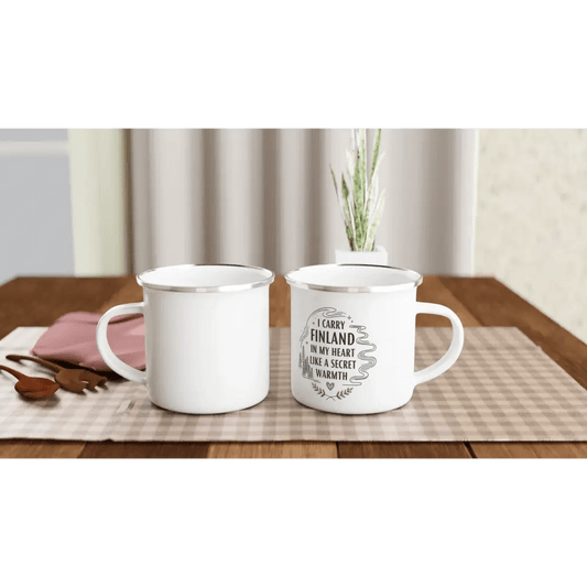 I Carry Finland in My Heart Like a Secret Warmth - Enamel Mug - Rather Be In Finland