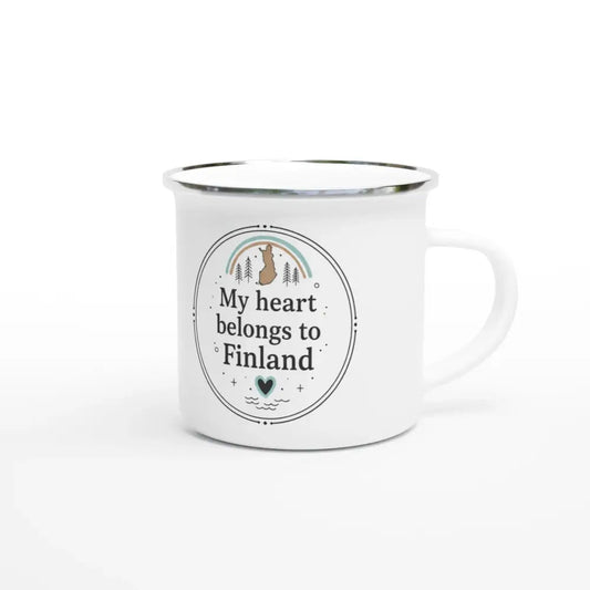 My Heart Belongs to Finland Design - Enamel Mug - Rather Be In Finland