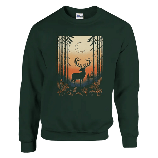 Reindeer Under the Crescent Moon - Finland Forest Sweatshirt - Rather Be In Finland