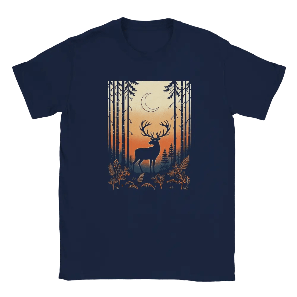 Reindeer Under the Crescent Moon - Finland Forest T-shirt - Rather Be In Finland
