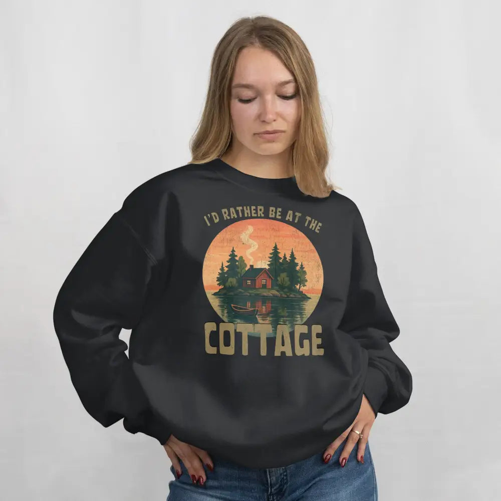Cozy cottage sweatshirt with Nordic cabin graphic – cottage favorite