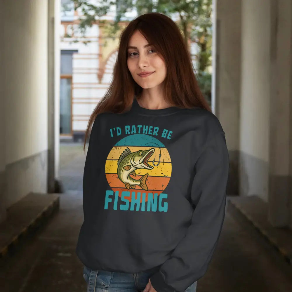 rather be fishing style black sweatshirt
