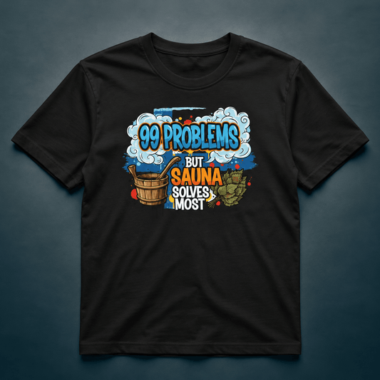 99 Problems But Sauna Solves Most - T-shirt - Rather Be In Finland