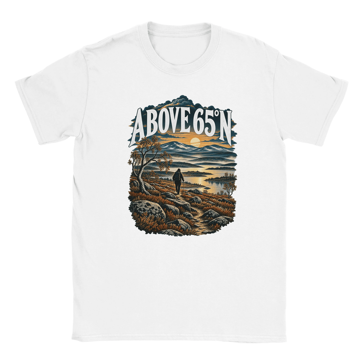 Photo du produit : t-shirt au motif « Above 65°N Finnish Hiking » de Rather Be in Finland