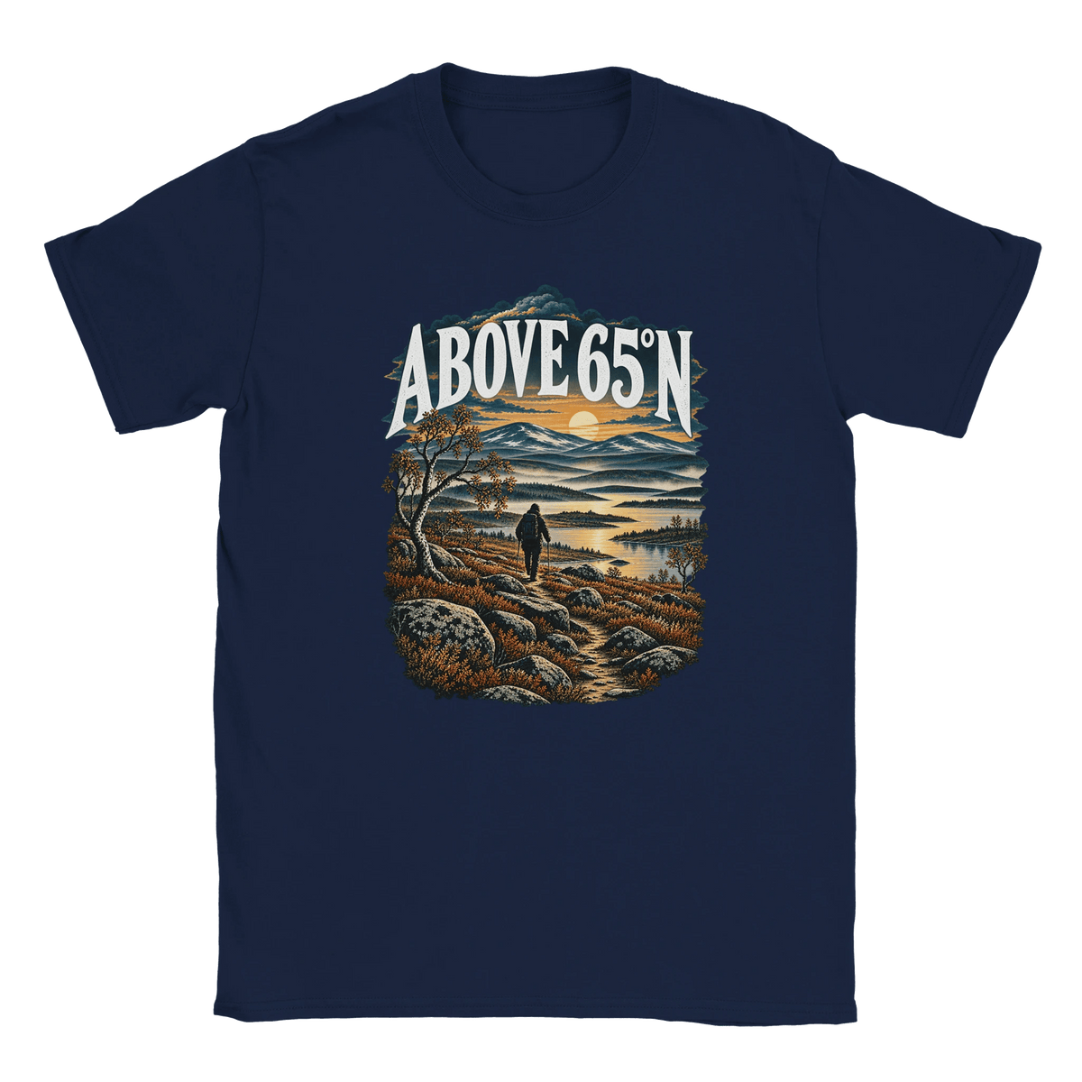 Photo du produit : t-shirt au motif « Above 65°N Finnish Hiking » de Rather Be in Finland