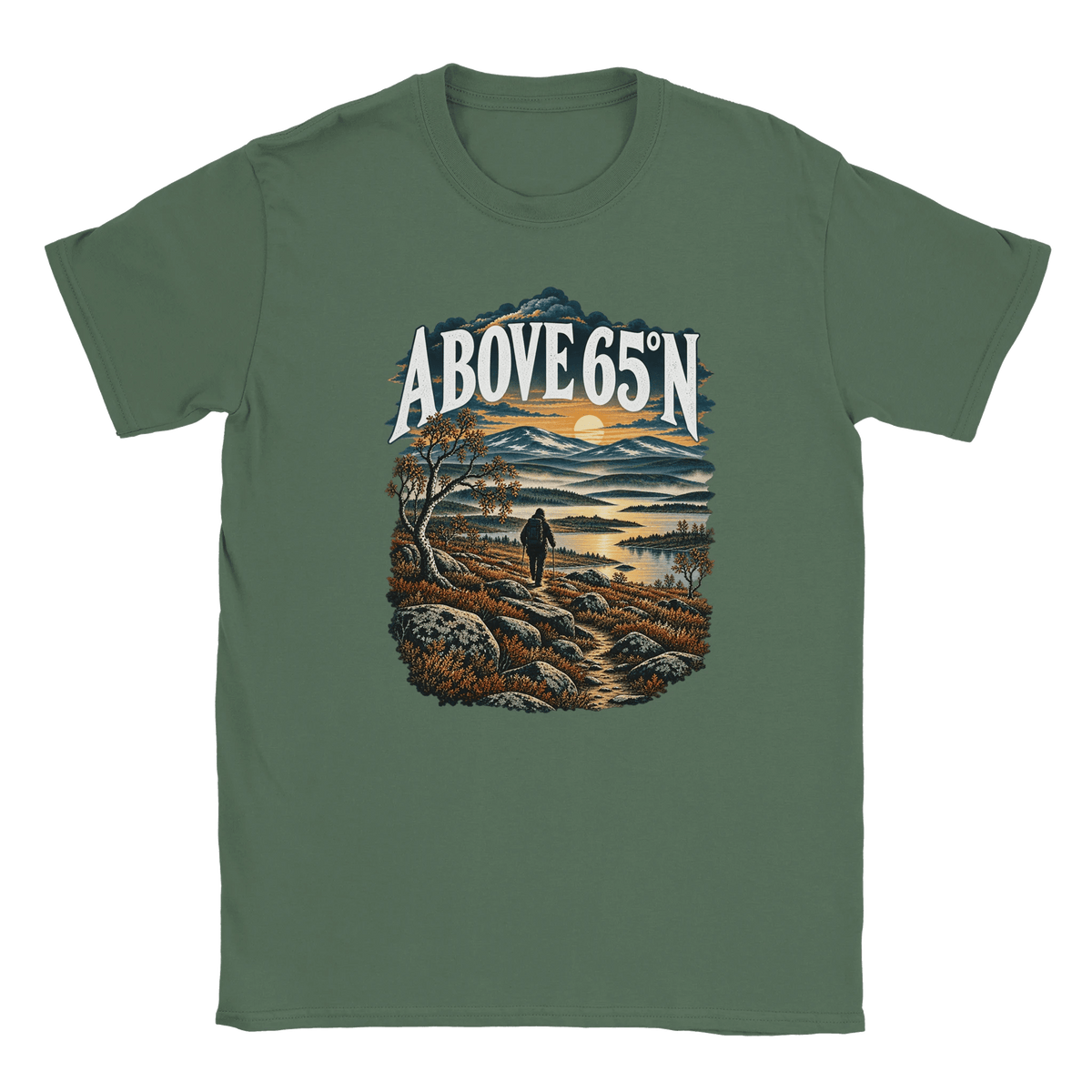 Photo du produit : t-shirt au motif « Above 65°N Finnish Hiking » de Rather Be in Finland