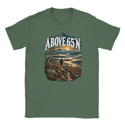 Photo du produit : t-shirt au motif « Above 65°N Finnish Hiking » de Rather Be in Finland