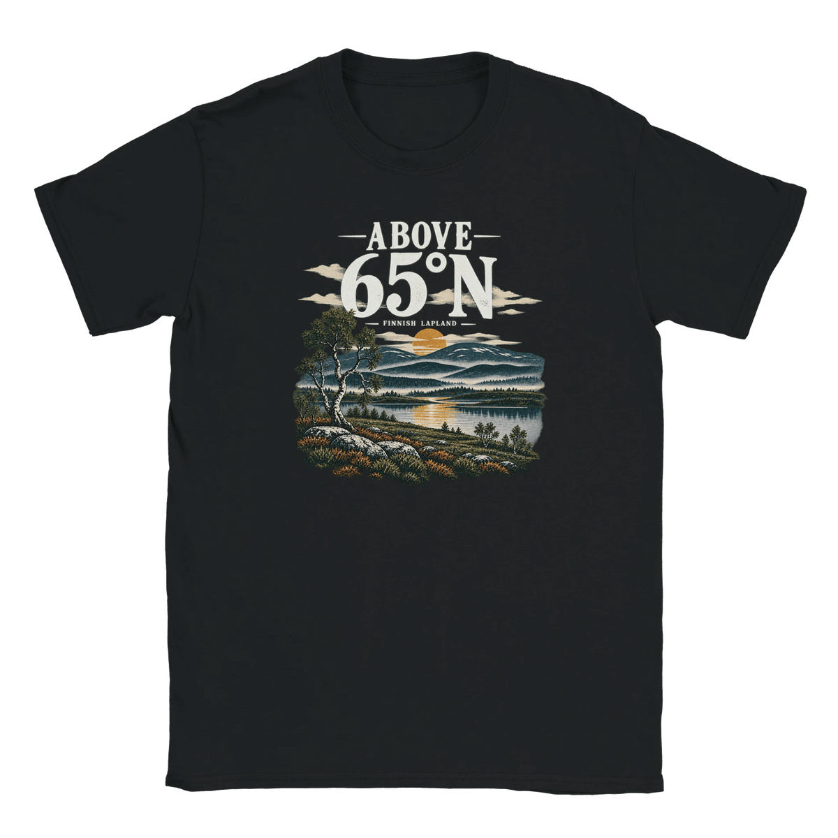 Photo du produit : t-shirt au motif « Above 65°N Finnish Lapland » de Rather Be in Finland