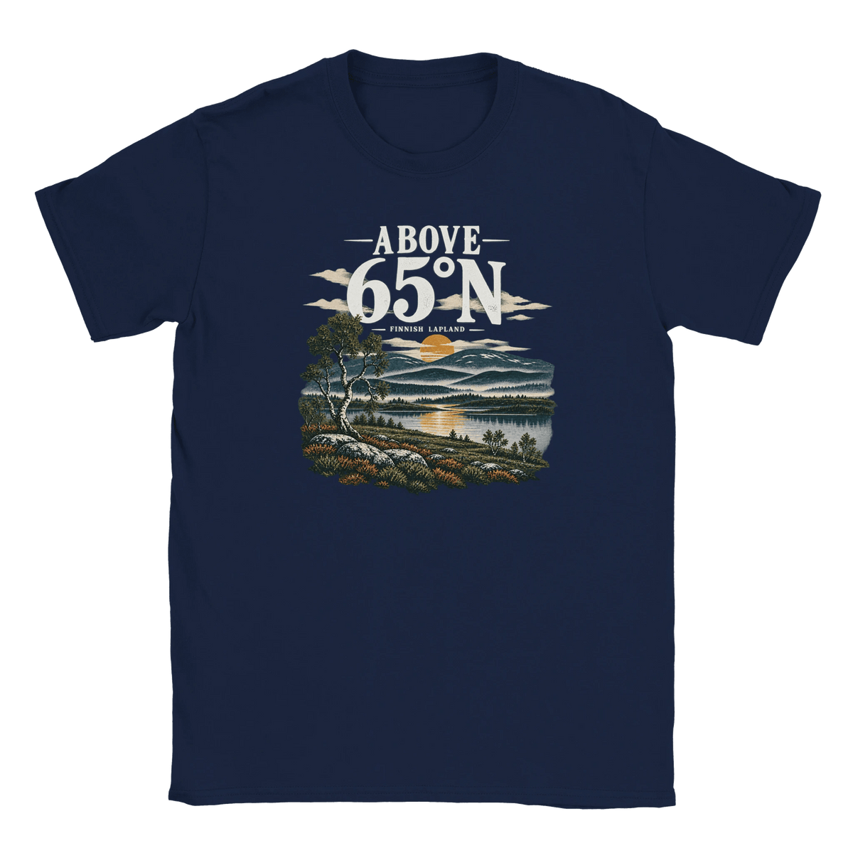 Photo du produit : t-shirt au motif « Above 65°N Finnish Lapland » de Rather Be in Finland