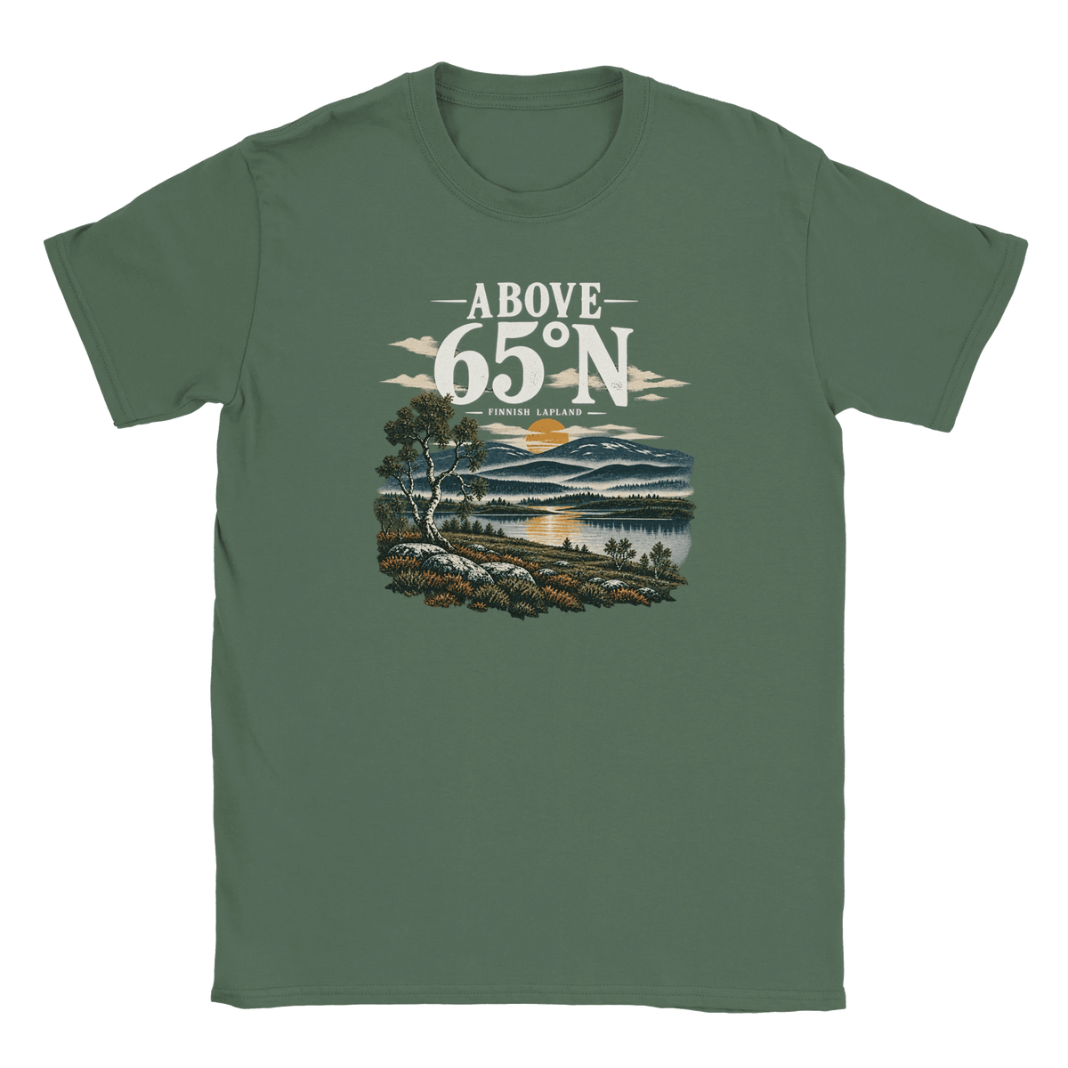 Photo du produit : t-shirt au motif « Above 65°N Finnish Lapland » de Rather Be in Finland