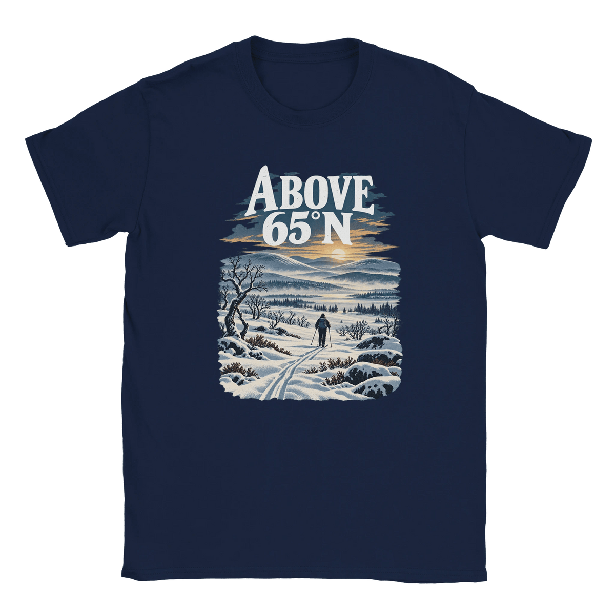 Photo du produit : t-shirt au motif « Above 65°N Finnish Skiing » de Rather Be in Finland