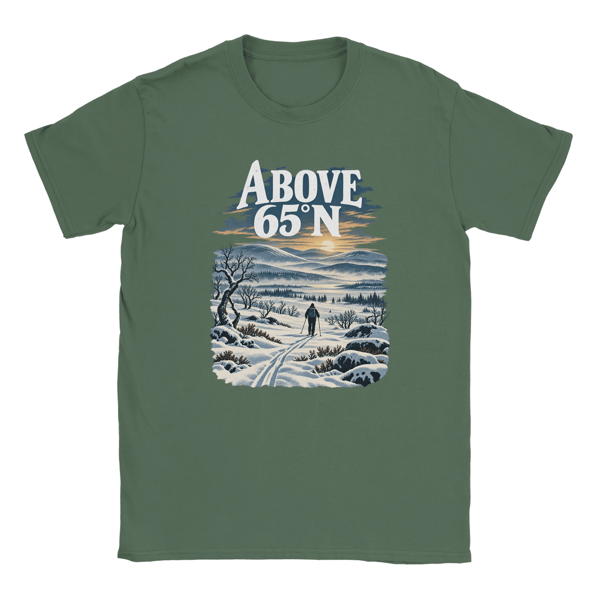 Photo du produit : t-shirt au motif « Above 65°N Finnish Skiing » de Rather Be in Finland