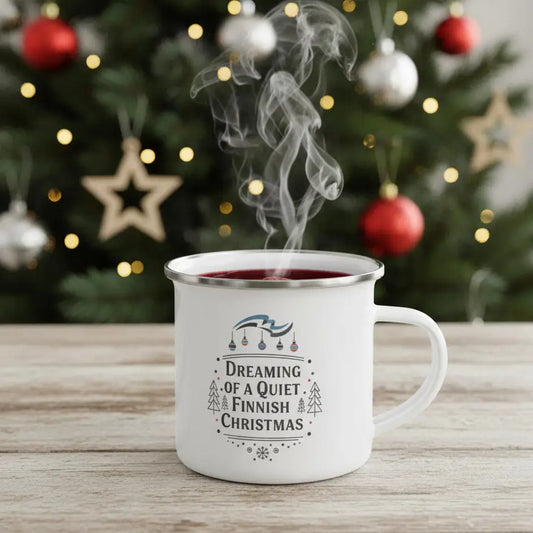 Dreaming of a Quiet Finnish Christmas - Classic white Enamel Mug - Print Material - Rather Be In Finland €32.95