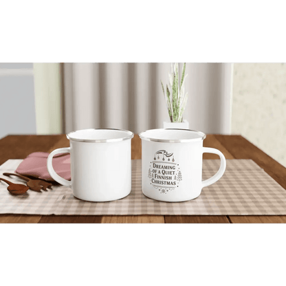 Dreaming of a Quiet Finnish Christmas - Classic white Enamel Mug - Rather Be In Finland
