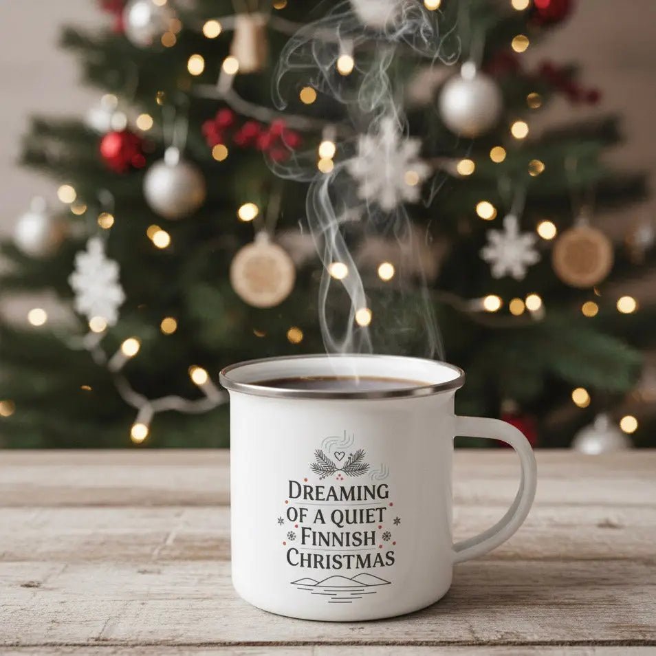 Dreaming of a Quiet Finnish Christmas - Enamel Mug - Rather Be In Finland