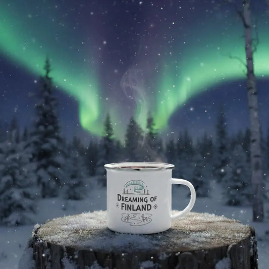 Dreaming Of Finland - Finnish Enamel Mug - Print Material - Rather Be In Finland €32.95