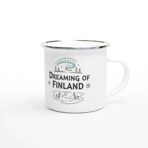 Photo du produit : mug émaillé au motif « Dreaming Of Finland » de Rather Be in Finland