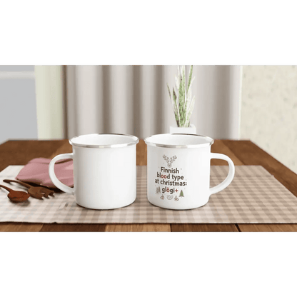 Finnish Blood Type at Christmas: Glögi+ - Enamel Mug - Rather Be In Finland