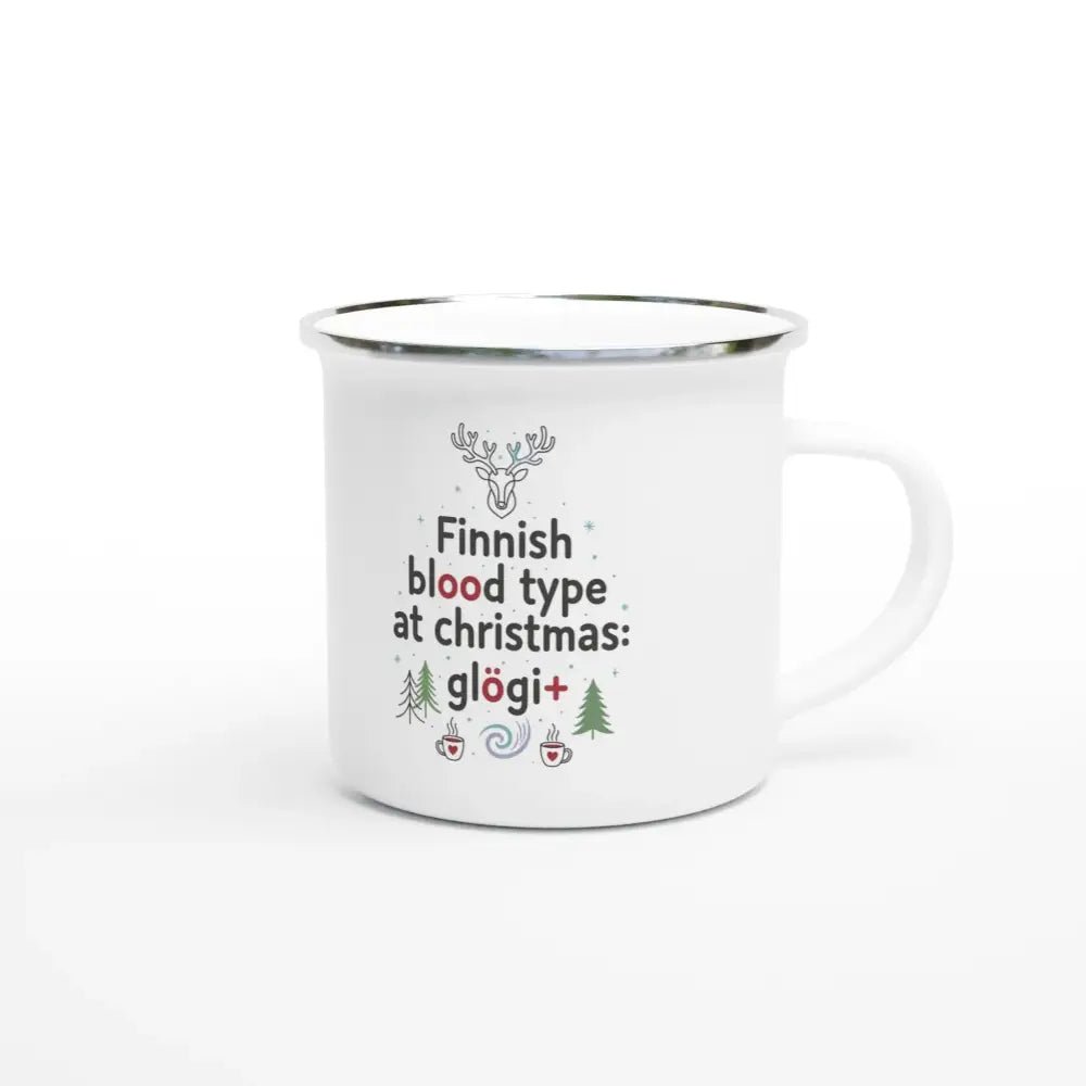 Finnish Blood Type at Christmas: Glögi+ - Enamel Mug - Rather Be In Finland