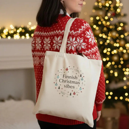 Finnish Christmas Vibes - Authentic Finnish Premium Tote Bag - Print Material - Rather Be In Finland €39.95