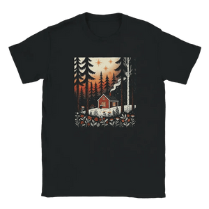 Photo du produit : t-shirt au motif « Finnish Tonttu By The Cabin » de Rather Be in Finland