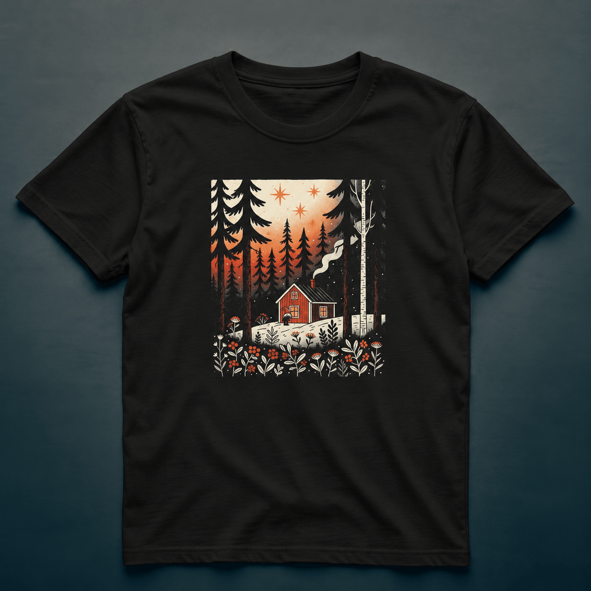 Finnish Tonttu By The Cabin - T-shirt - Rather Be In Finland