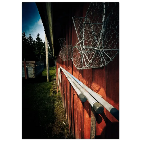 Fishing Tools on a Finnish Barn Wall - Poster - Rather Be In Finland