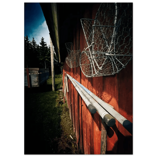 Fishing Tools on a Finnish Barn Wall - Poster - Rather Be In Finland
