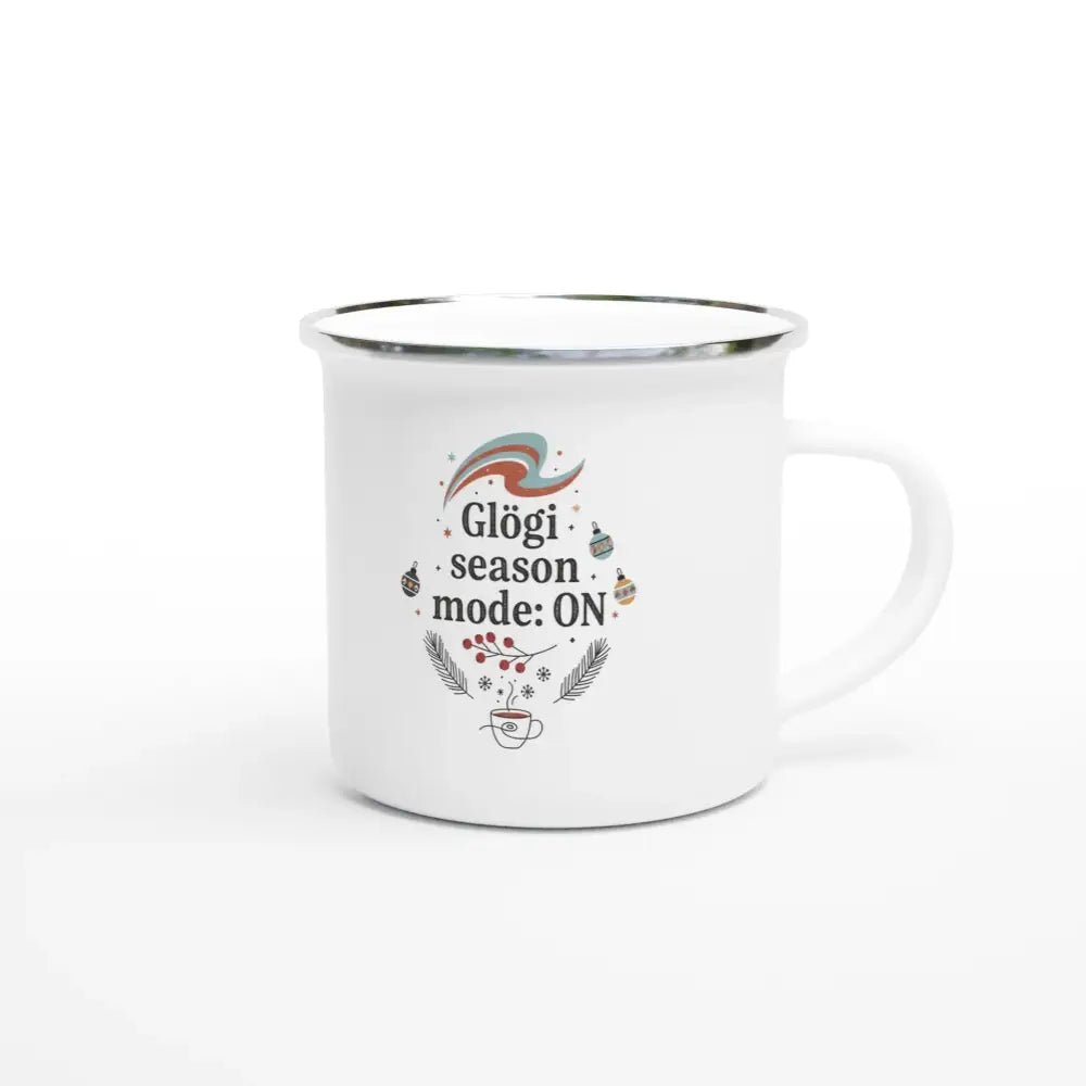Glögi Season Mode: ON - Finnish Christmas Enamel Mug - Rather Be In Finland