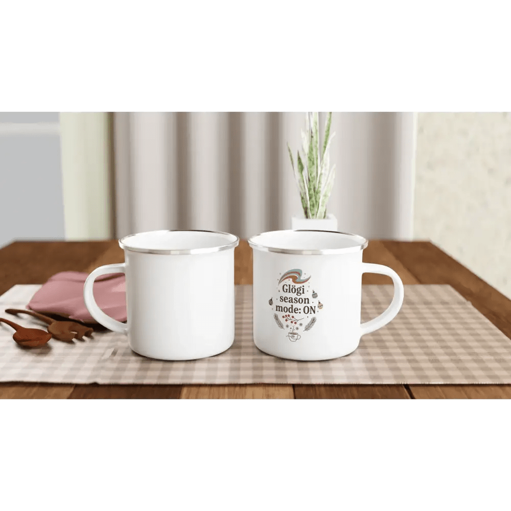 Glögi Season Mode: ON - Finnish Christmas Enamel Mug - Rather Be In Finland