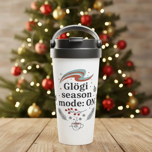 Glögi Season Mode: ON - Stainless Steel Travel Mug - Print Material - Rather Be In Finland €32.95