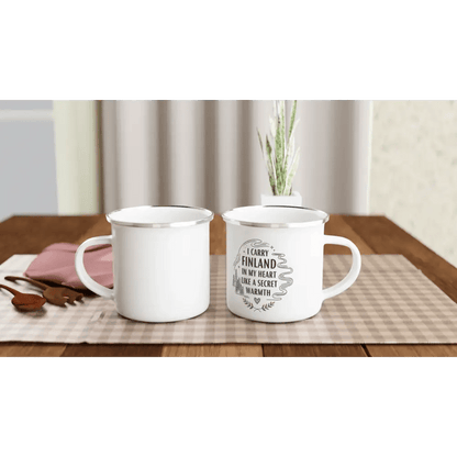 I Carry Finland in My Heart Like a Secret Warmth - Enamel Mug - Rather Be In Finland