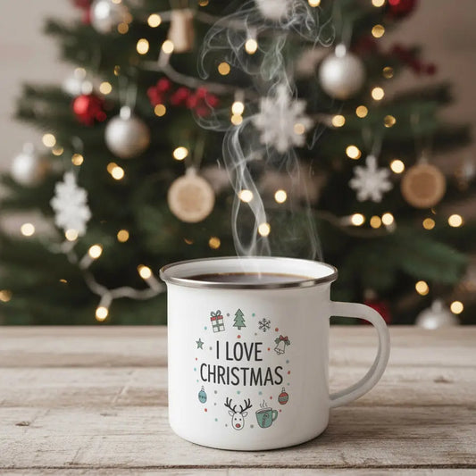I Love Christmas - Enamel Mug - Print Material - Rather Be In Finland €32.95