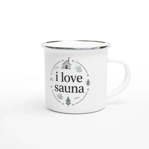 Photo du produit : mug émaillé au motif « I Love Sauna » de Rather Be in Finland