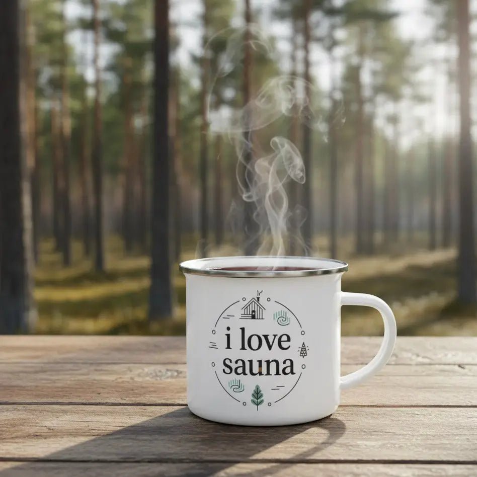 I Love Sauna - Enamel Mug - Rather Be In Finland