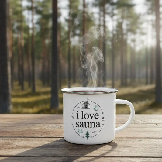 I Love Sauna - Enamel Mug - Rather Be In Finland