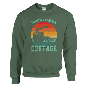 Tuotekuva: collegepaita, painatuksena I'd Rather Be At The Cottage 3 (Rather Be in Finland)