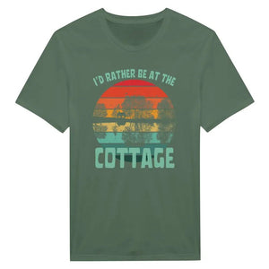 Produktbild: T-Shirt mit dem Motiv „I'd Rather Be At The Cottage“ von Rather Be in Finland