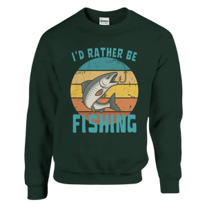 Tuotekuva: collegepaita, painatuksena I'd Rather Be Fishing Whitefish (Rather Be in Finland)