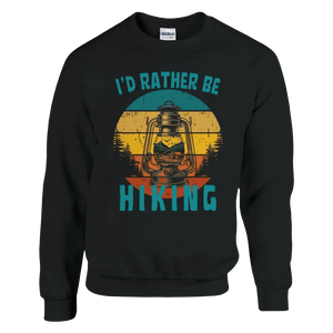 Tuotekuva: collegepaita, painatuksena I'd Rather Be Hiking 3 (Rather Be in Finland)