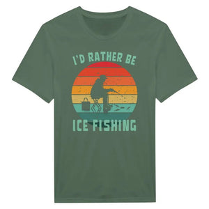Tuotekuva: t-paita, painatuksena I'd Rather Be Ice Fishing (Rather Be in Finland)