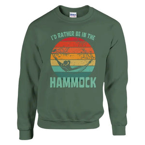 Tuotekuva: collegepaita, painatuksena I'd Rather Be In The Hammock (Rather Be in Finland)