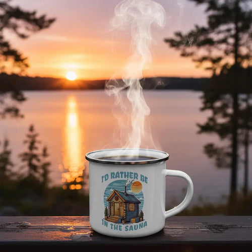 I’d Rather Be In The Sauna - Sauna Enamel Mug - Print Material - Rather Be In Finland €32.95
