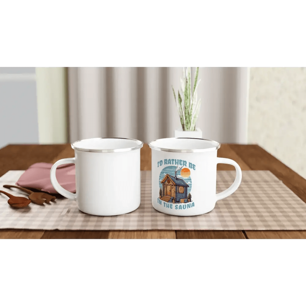 I'd Rather Be In The Sauna - Sauna Enamel Mug - Rather Be In Finland