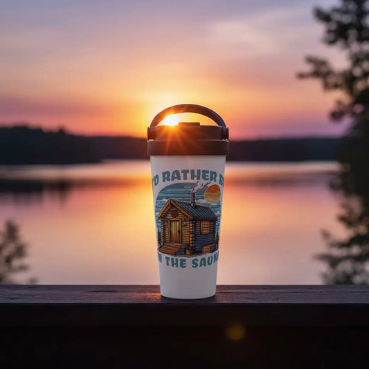 I’d Rather Be In The Sauna - Stainless Steel Travel Mug - Print Material - Rather Be In Finland €39.95