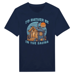 Tuotekuva: t-paita, painatuksena I'd Rather Be In The Sauna (Rather Be in Finland)