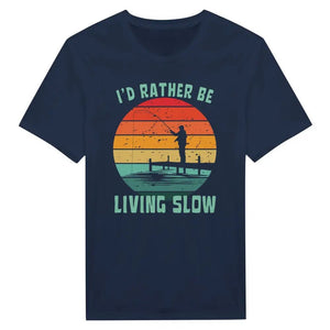 Tuotekuva: t-paita, painatuksena I'd Rather Be Living Slow 2 (Rather Be in Finland)