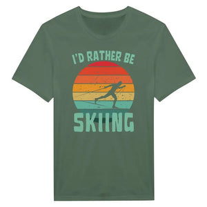 Tuotekuva: t-paita, painatuksena I'd Rather Be Skiing (Rather Be in Finland)
