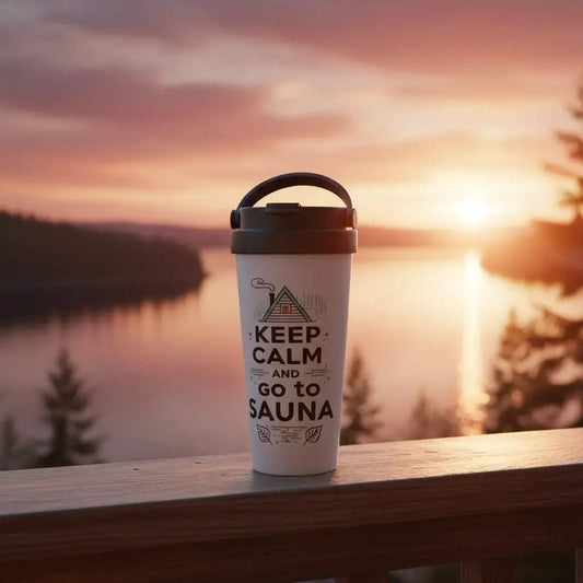Keep Calm And Go To Sauna - Stainless Steel Travel Mug - Rather Be In Finland